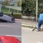 VÍDEO: Motoristas saem na porrada após carro capotar no Parque 10