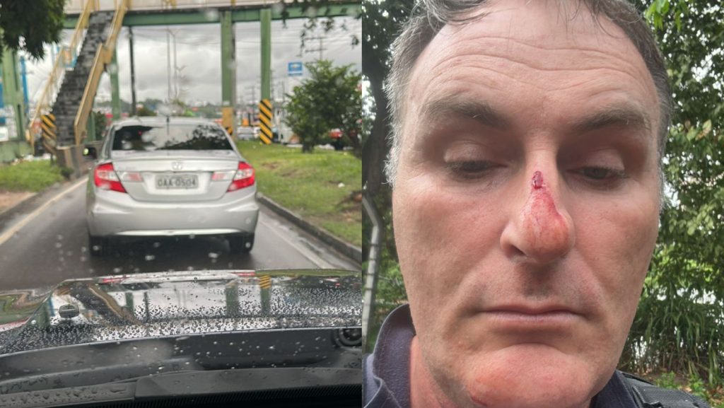 Policial civil fecha carro, aponta arma e agride PM após briga no trânsito em Manaus