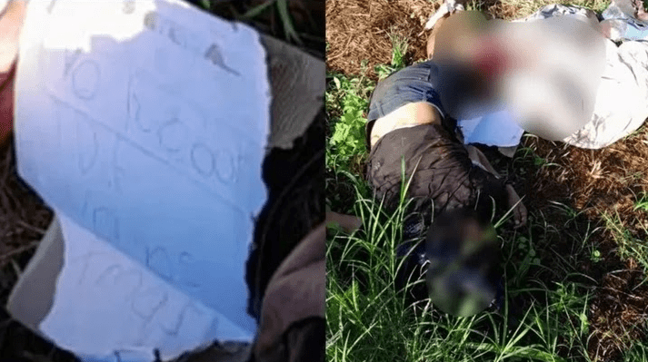 Com saco na cabeça e mãos amarradas, corpo é encontrado com bilhete: ‘Não roubar’