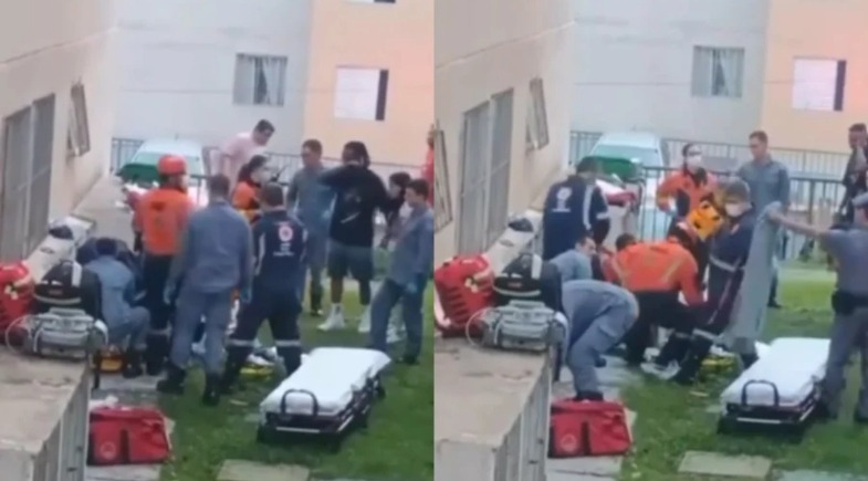 Movimentação de equipes de resgate após queda de criança em condomínio de Campinas