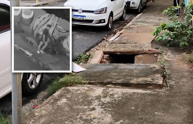 Jovem cai em bueiro durante passeio com cachorro em MT
