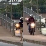 Motociclista flagrado por PRF em passarela