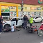 VÍDEO: Acidente entre carro e motos deixa feridos na Grande Circular