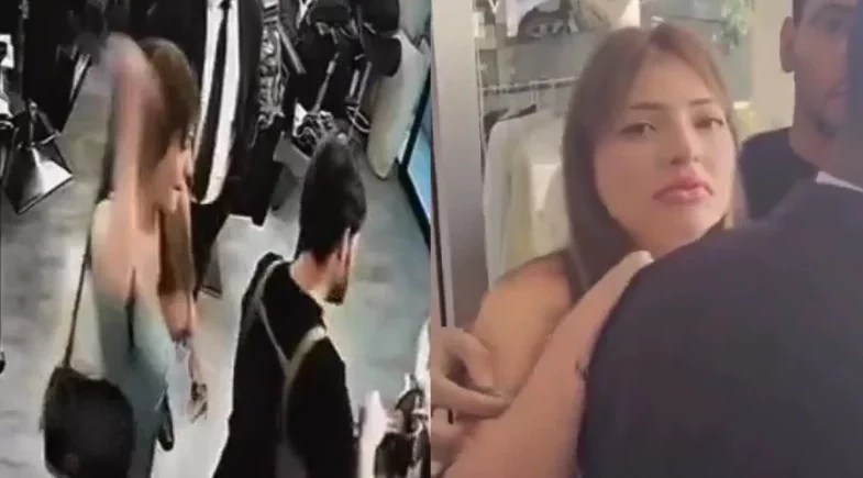 Mulher sendo contida após esfaquear cabeleireiro em salão na Barra Funda, em São Paulo