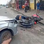 VÍDEO: Acidente entre carro e motocicletas deixa dois feridos no Canaranas em Manaus