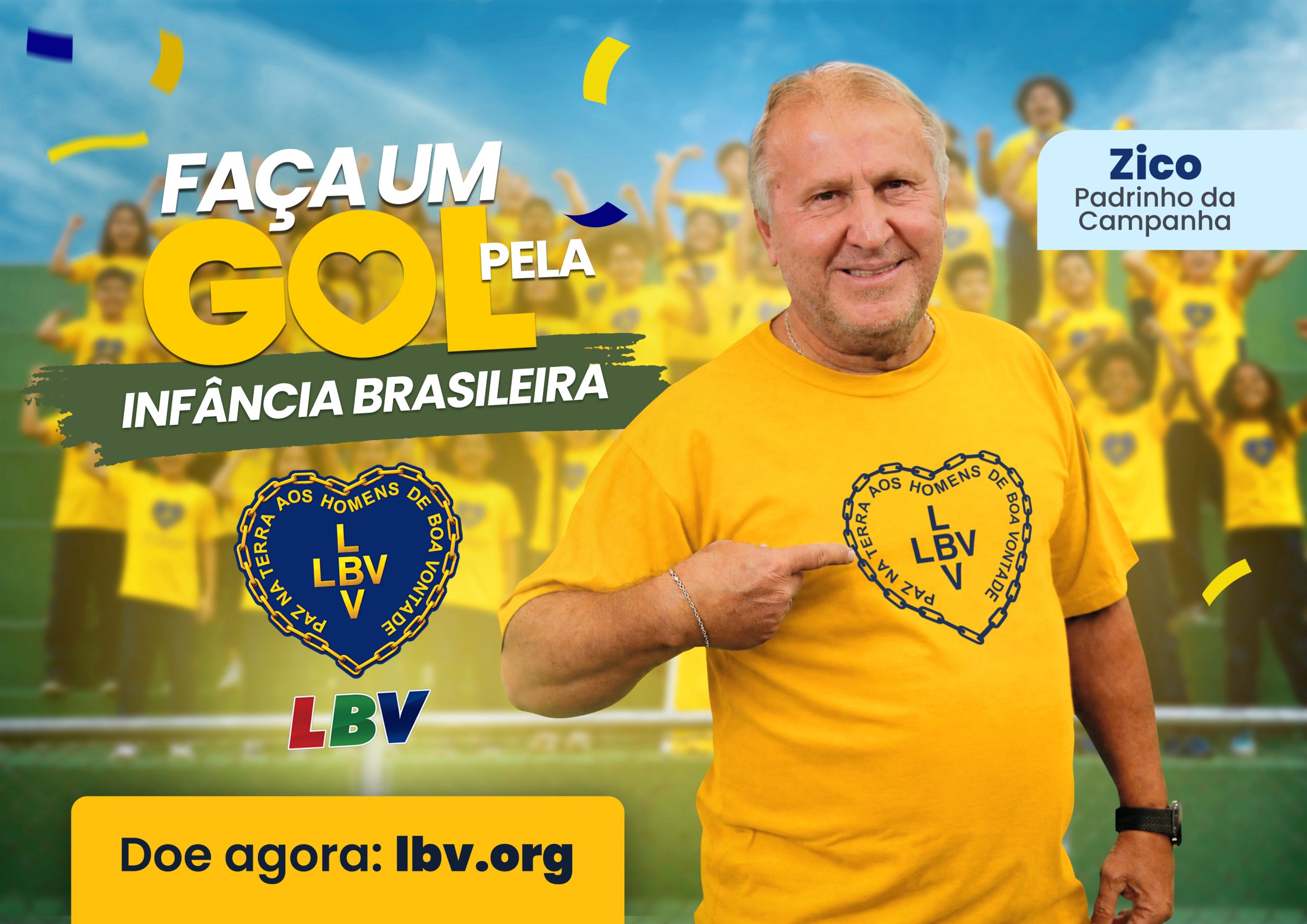 Zico entra em campo com a LBV em campanha pela infância brasileira