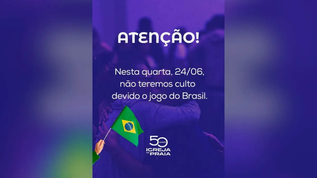 Pastor cancela culto para fiéis assistirem jogo do Brasil contra Escócia na Copa