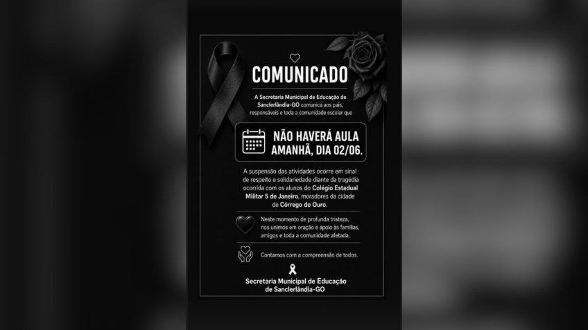 Nota publicada pela administração municipal nas redes sociais