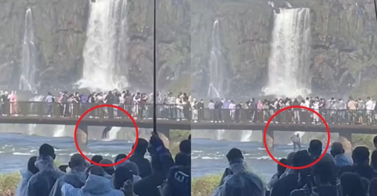 VÍDEO: turista arrisca a vida nas Cataratas do Iguaçu para salvar celular