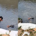 VÍDEO: Mãe se desespera ao ver corpo do filho boiando em igarapé na Compensa