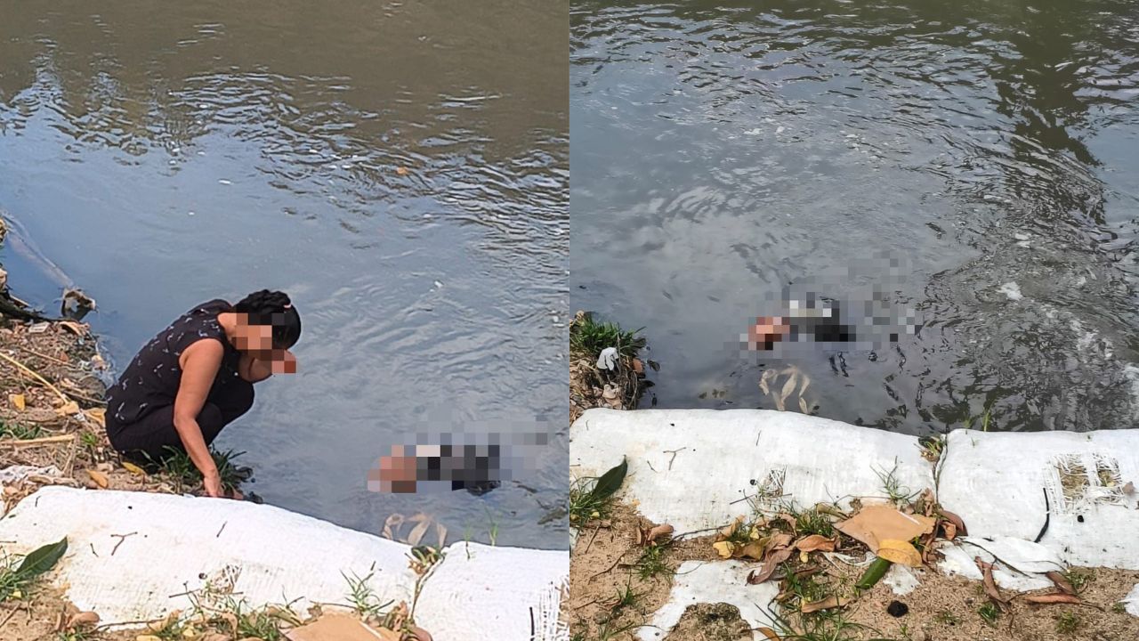 VÍDEO: Mãe se desespera ao ver corpo do filho boiando em igarapé na Compensa