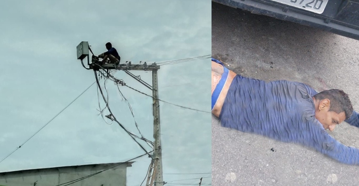Homem leva choque e despenca de poste ao tentar furtar fios em Manaus