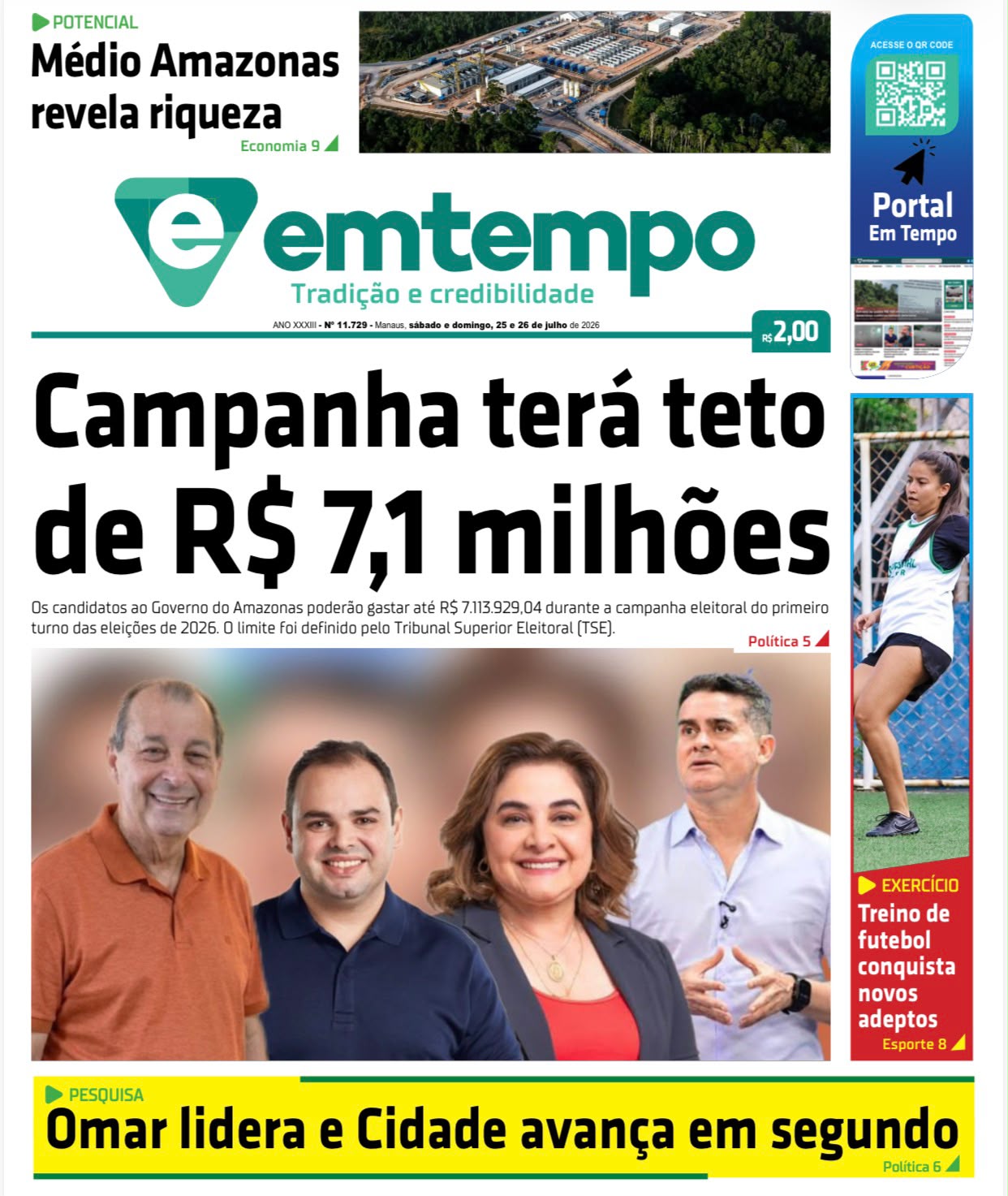 Jornal Em Tempo – sábado e domingo, 25 e 26 de julho de 2026