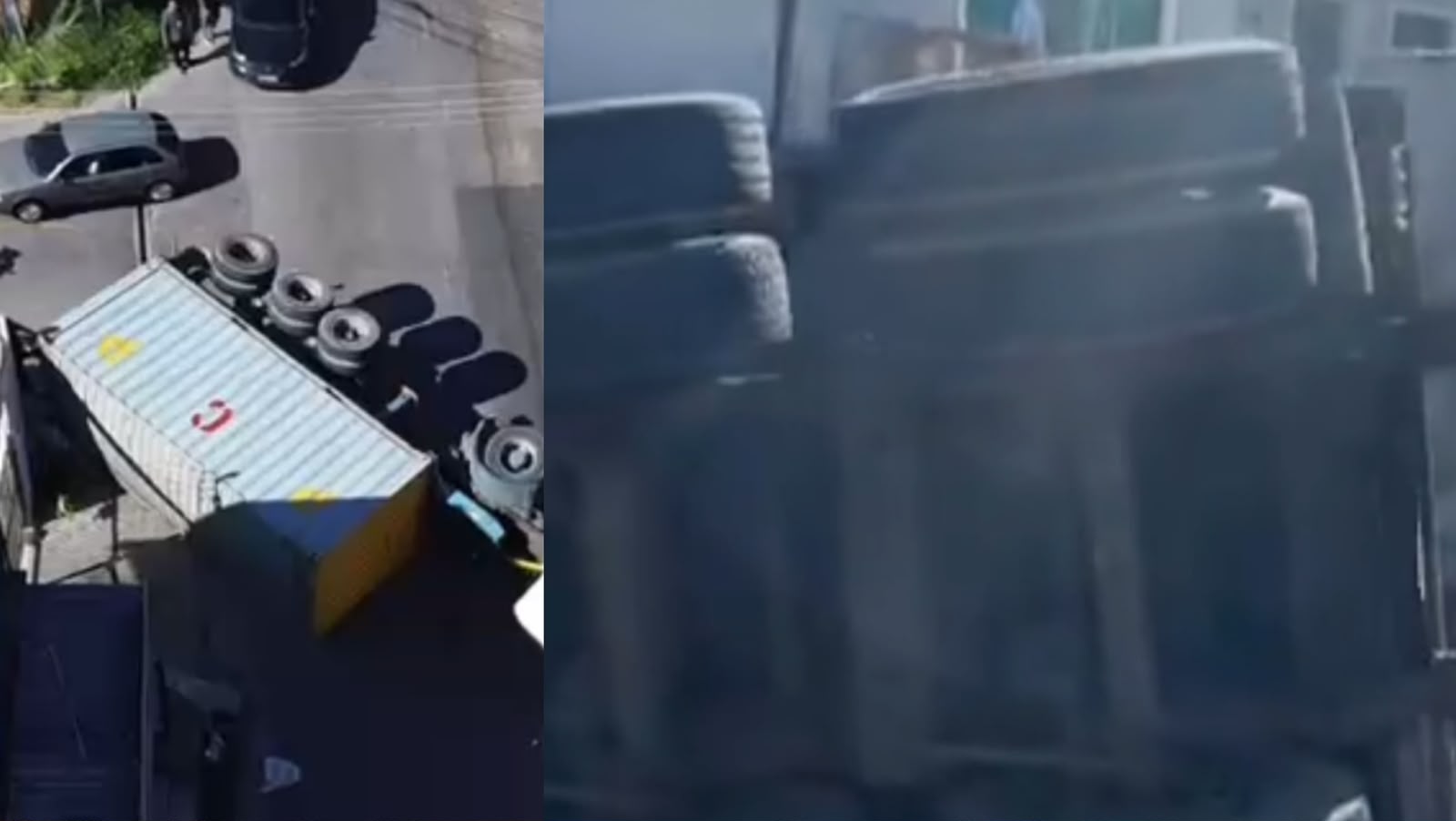 VÍDEO: Carreta tomba ao fazer curva e interdita avenida na zona Norte de Manaus