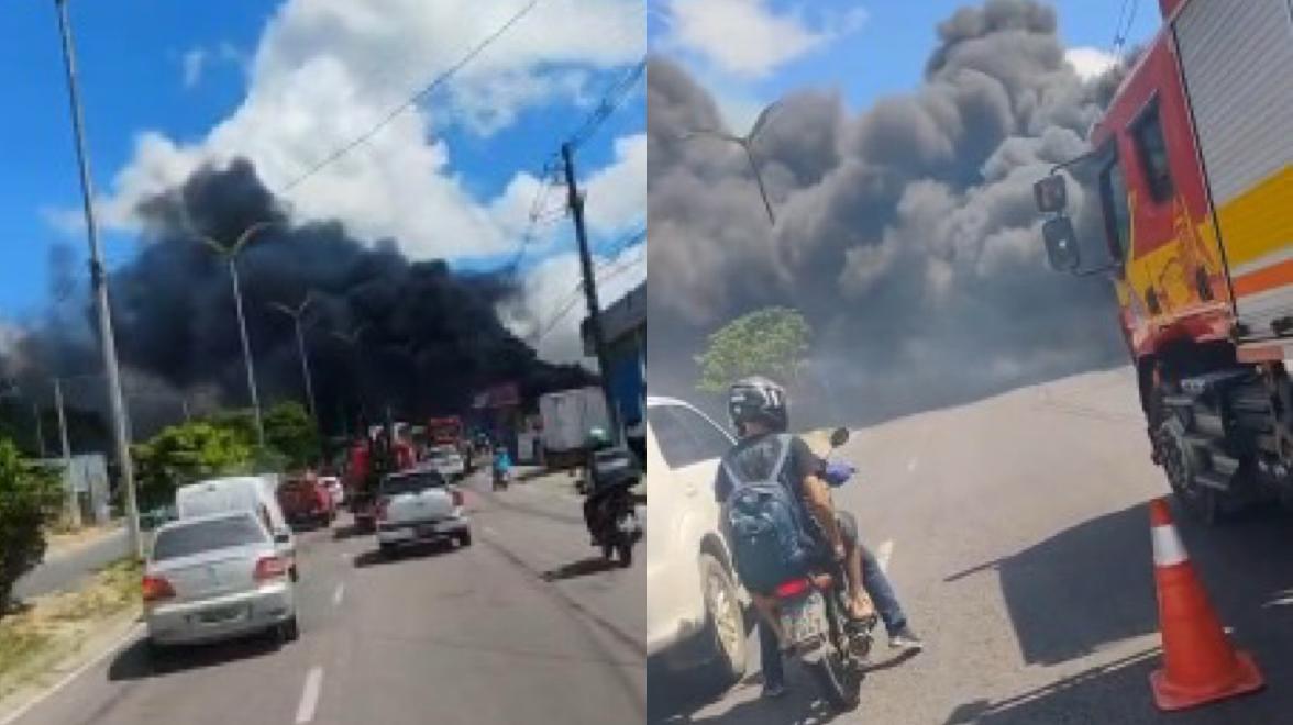 VÍDEO: Incêndio em área de mata cobre avenida de fumaça e assusta motoristas em Manaus