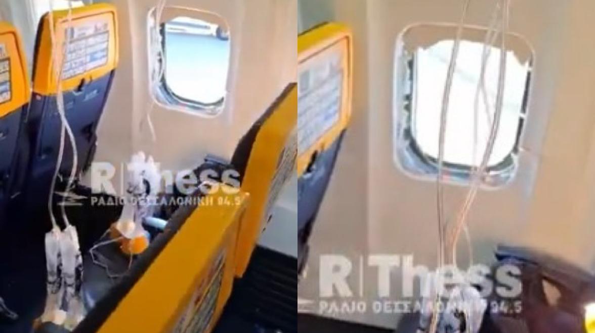 VÍDEO: Passageiro quase é sugado por janela de avião; esposa o segura pelos pés