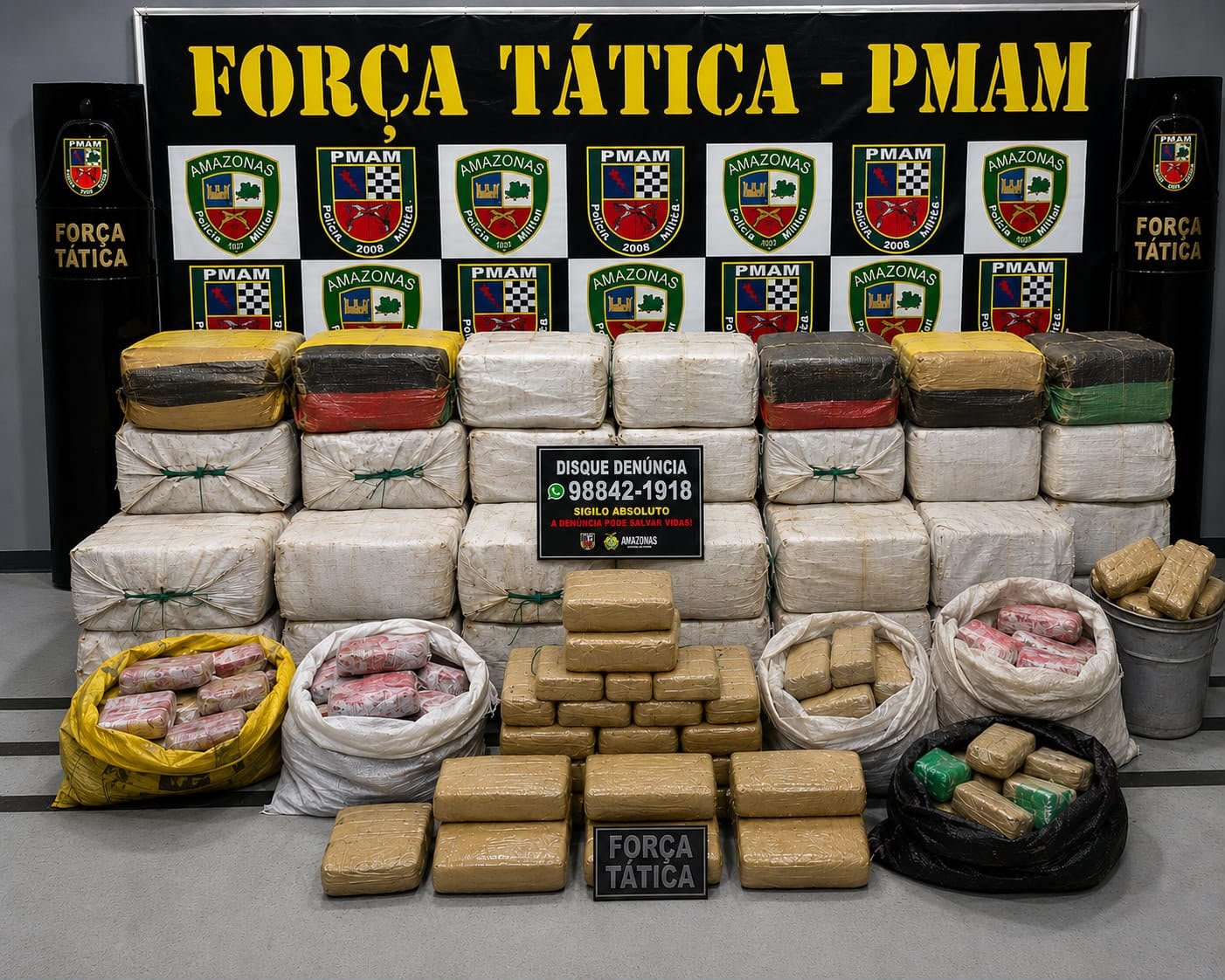 Traficantes perdem depósito com 1,5 tonelada de drogas após confronto com a PM em Manaus