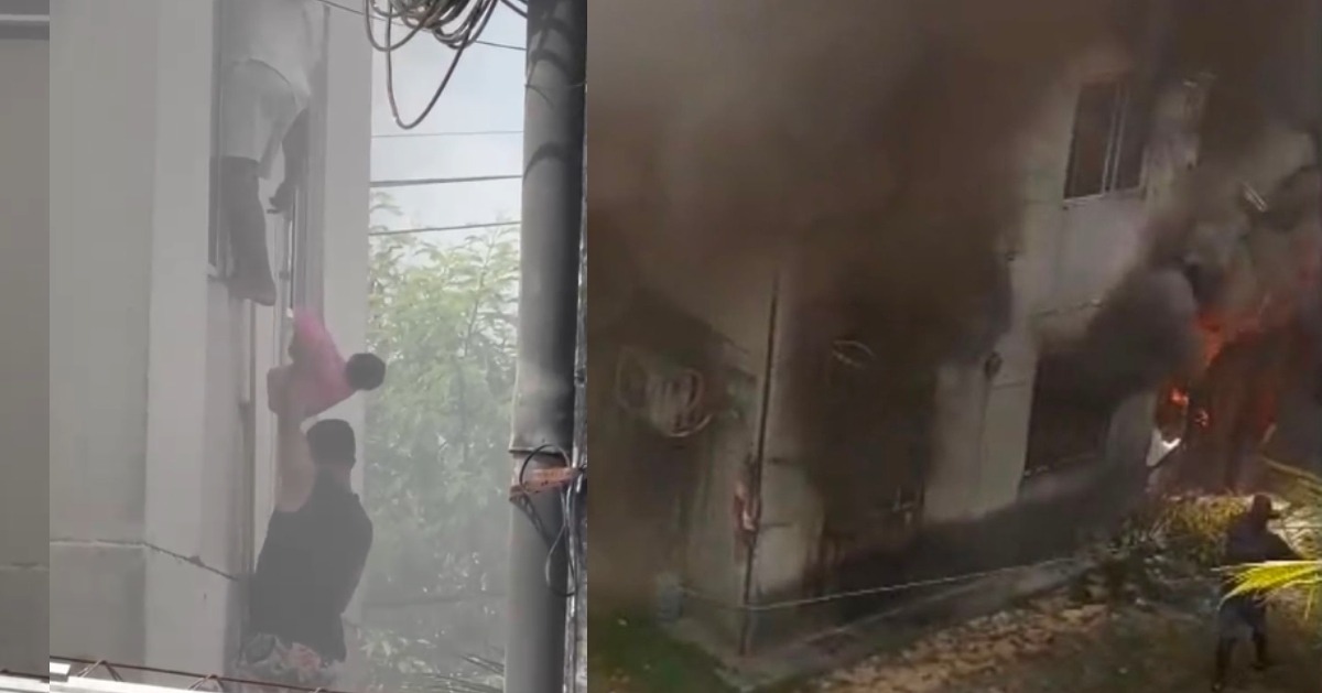 Bebê é retirado pela janela durante incêndio no Viver Melhor 3