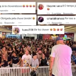 Show de Uendel Pinheiro lota shopping de Manaus e brincadeira com chuva viraliza nas redes