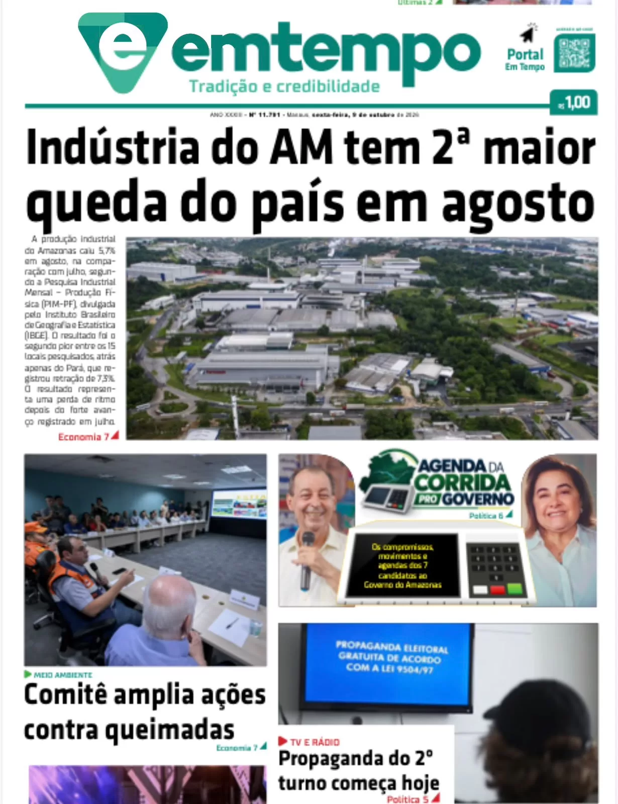 Jornal Em Tempo – sexta-feira, 9 de outubro de 2026