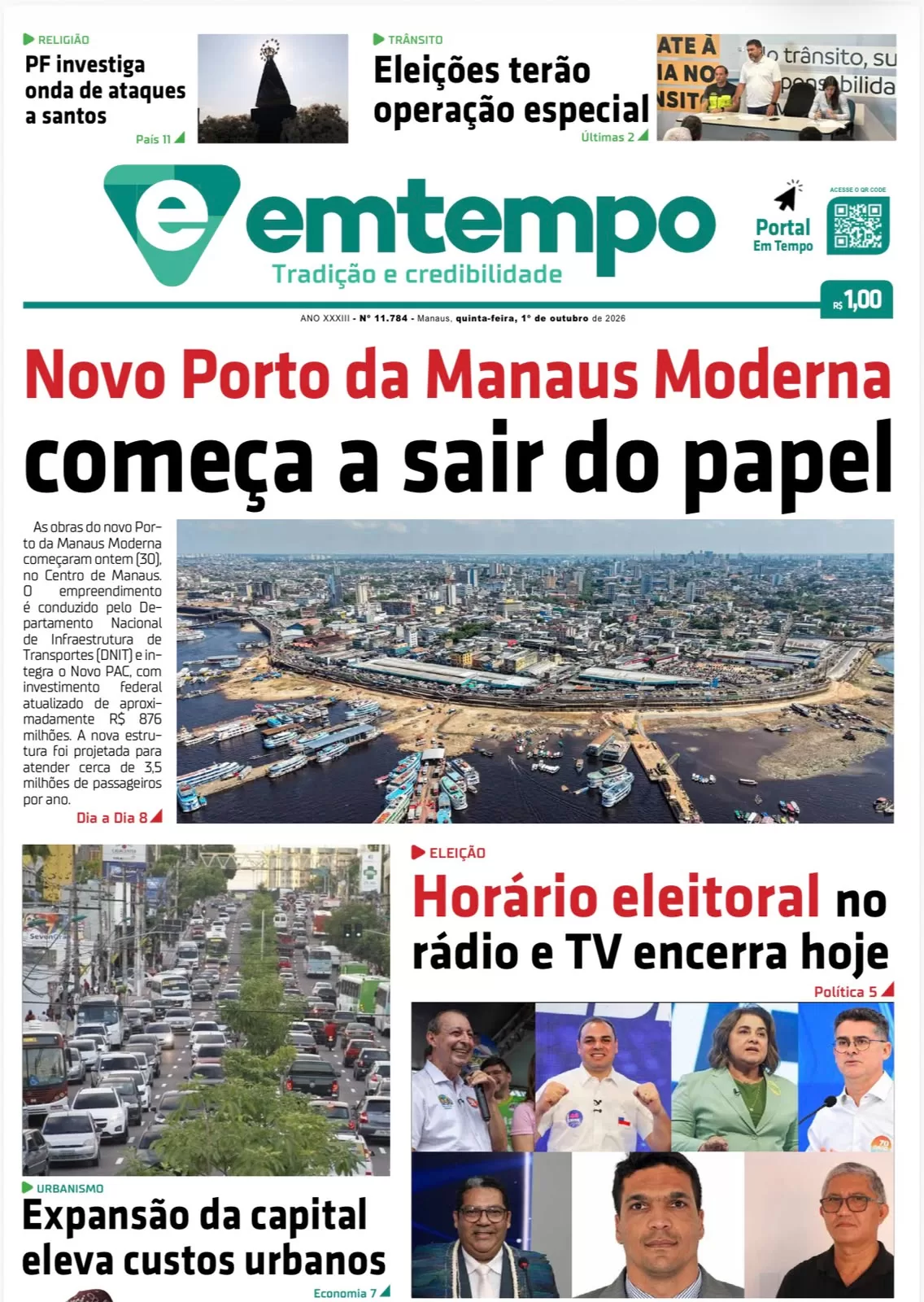 Jornal Em Tempo – quinta-feira, 1° de outubro de 2026