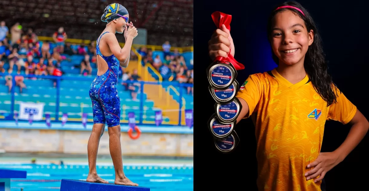 Nadadora de 9 anos do Coroado busca novo ouro para o AM em competição no Nordeste